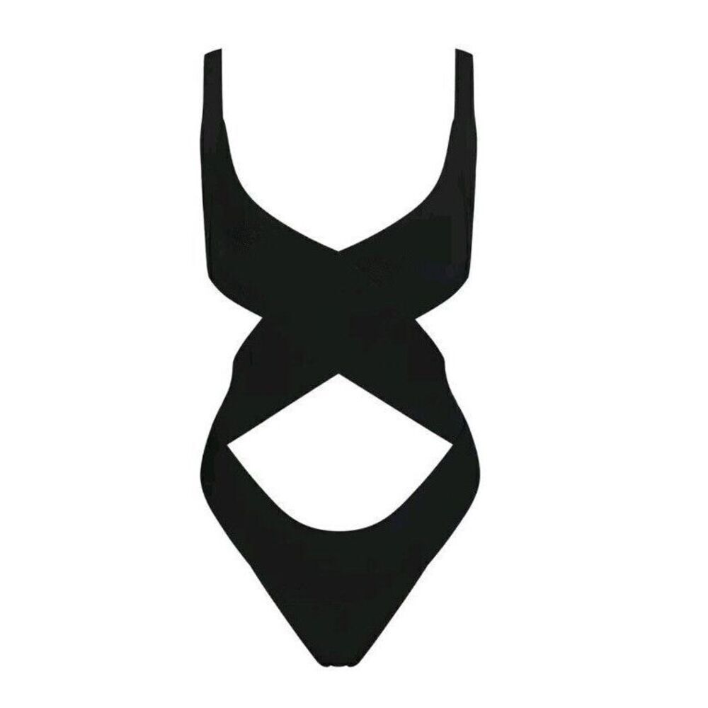 SKIMS Knit Swim Bandage Monokini ‎ 1 Piece Bodysuit Sz 4x Onyx MSRP $108 NWT